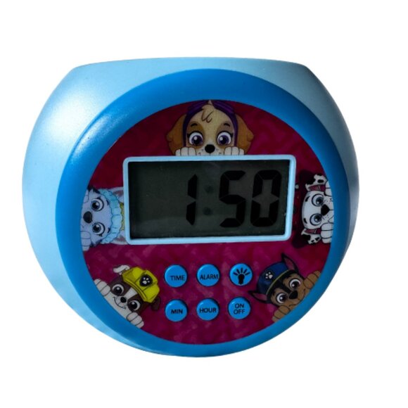 Paw Patrol Kids Alarm Clock Light-Up Paw Print Projector SpinMaster Blue - Picture 1 of 4